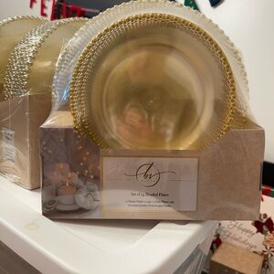 Gold Beaded Plates Set